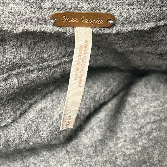 Free People Cinch Front Draped Hoodie Jacket Wool Grey Sweater Jacket Sz S - Picture 3 of 8